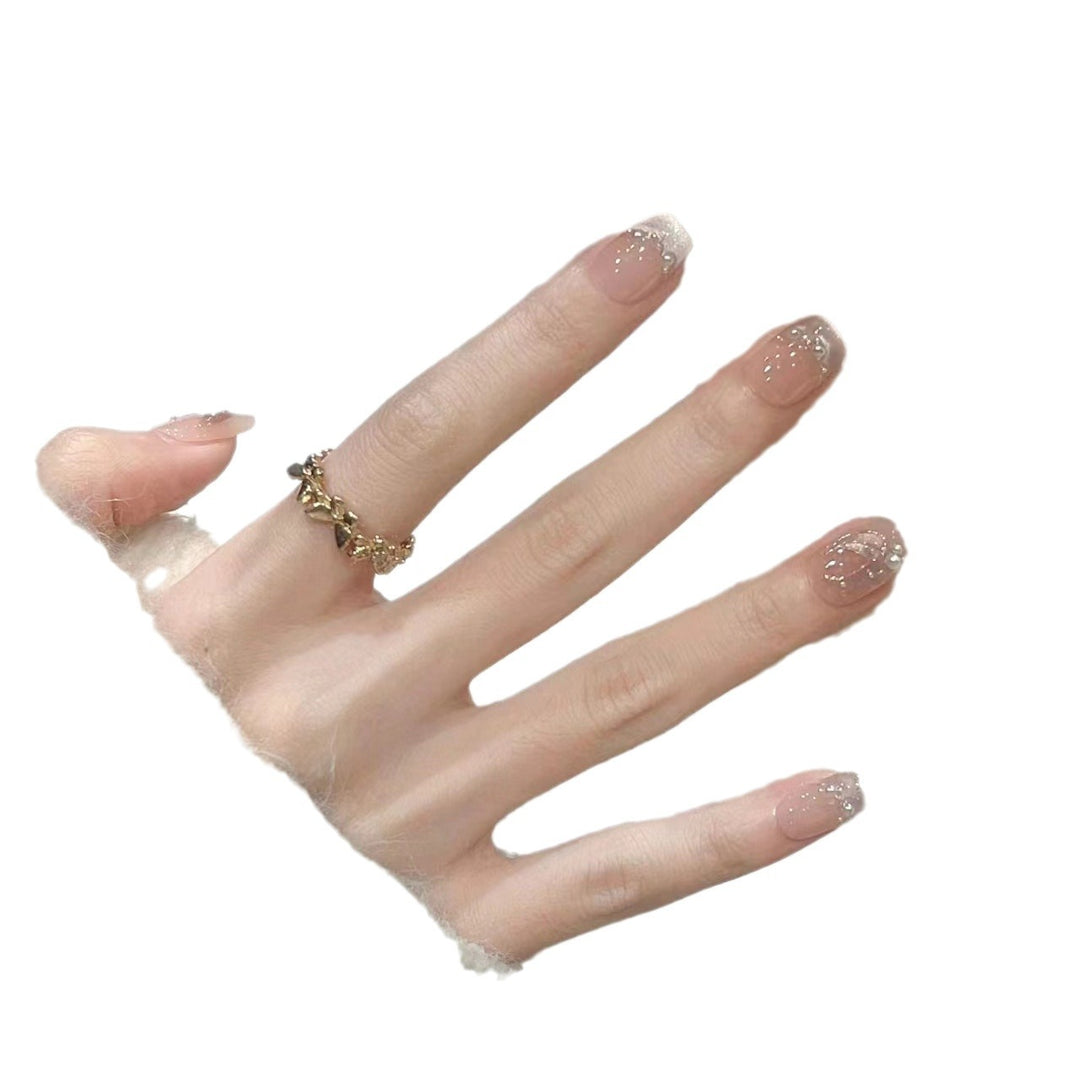 Floral Art Press-On Nail Set with Pearls Kalsten
