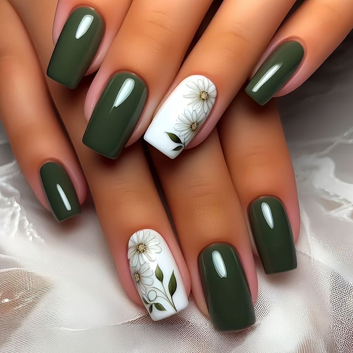 Elegant Floral Embellished Press-On Nail Set Kalsten