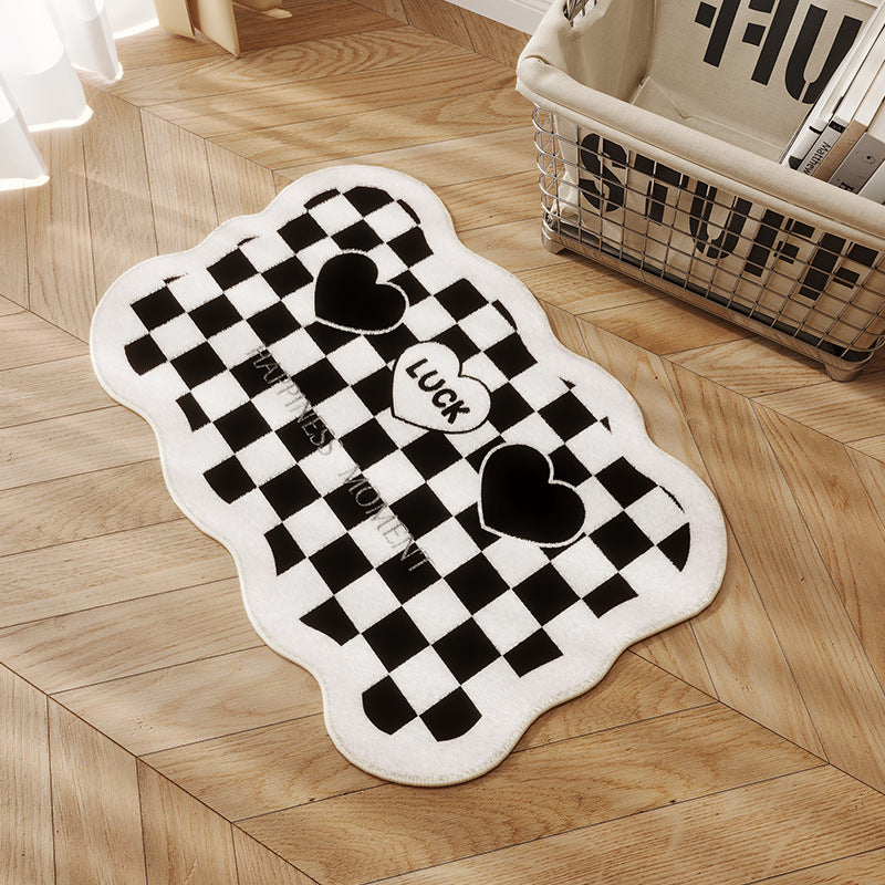 Heart-Themed Plush Bath Mat