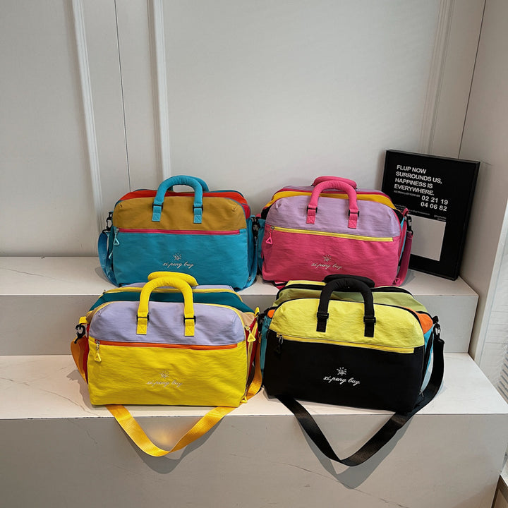 Versatile Color Block Duffle Bag