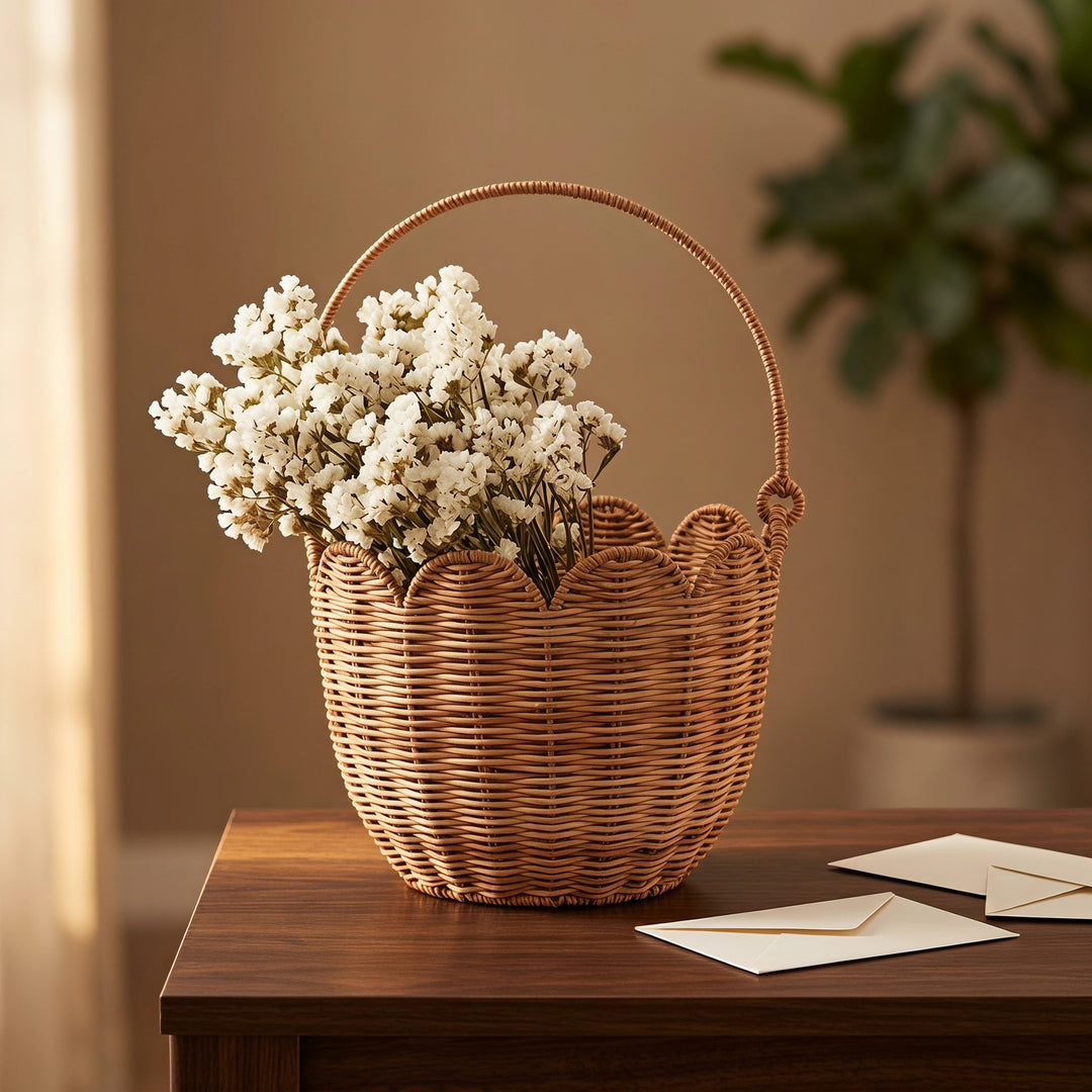 Scalloped Edge Woven Storage Basket Kalsten