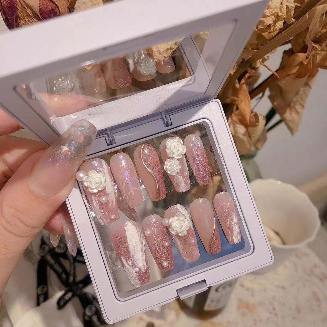 Elegant Floral Embellished Press-On Nails Kalsten