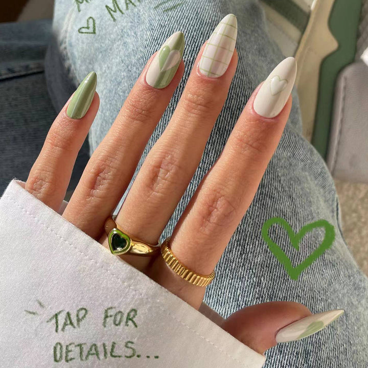 Creative stiletto artificial nails with geometric patterns Kalsten