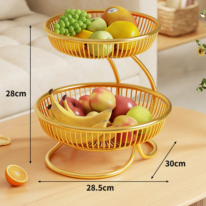 Tiered Metal Fruit Bowl Stand with Open Wire Ventilated Design