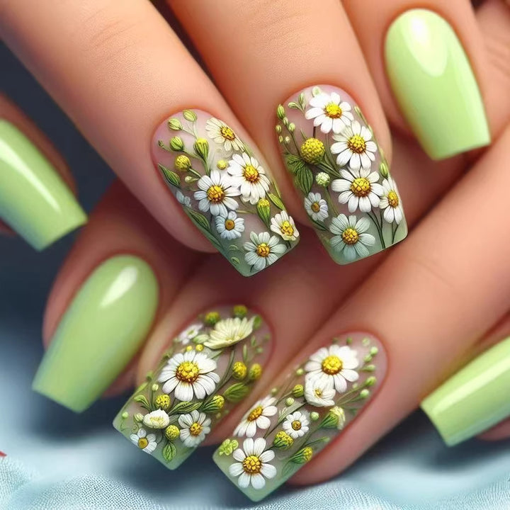 Artificial nail set with floral 3D applications Kalsten