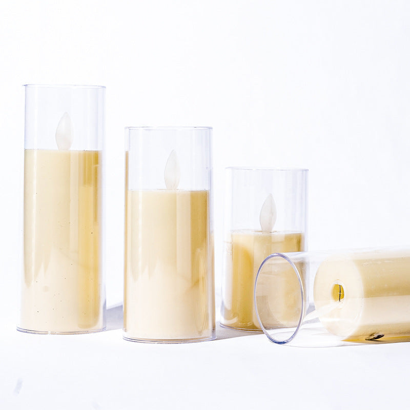 LED Flameless Pillar Candle Set with Clear Glass Cylinder Votives Kalsten