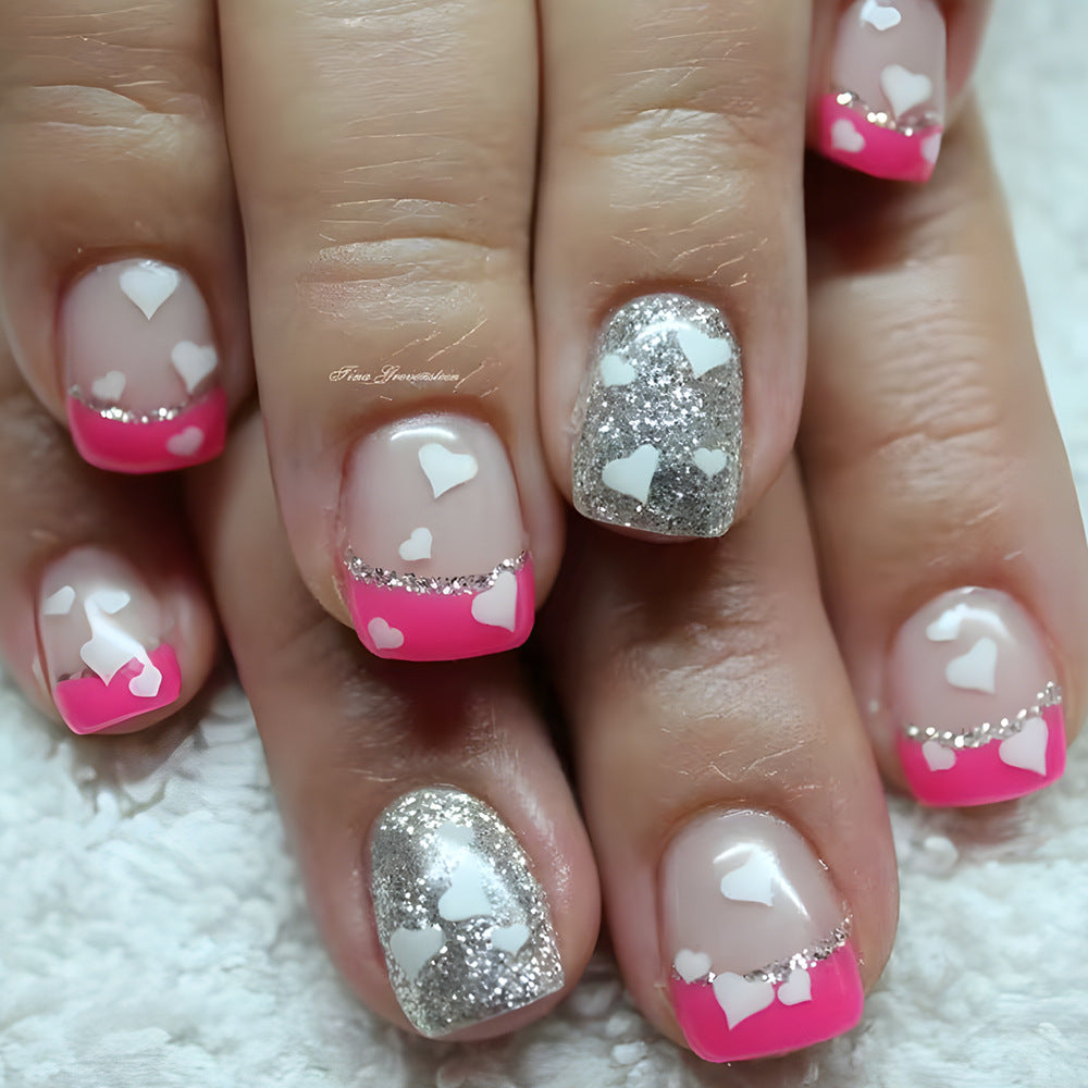 Heart-Embellished Gel Nail Set Kalsten