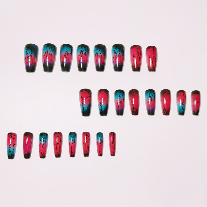 Trendy Artificial Nail Set with Gradient and Lacquer Effect Kalsten