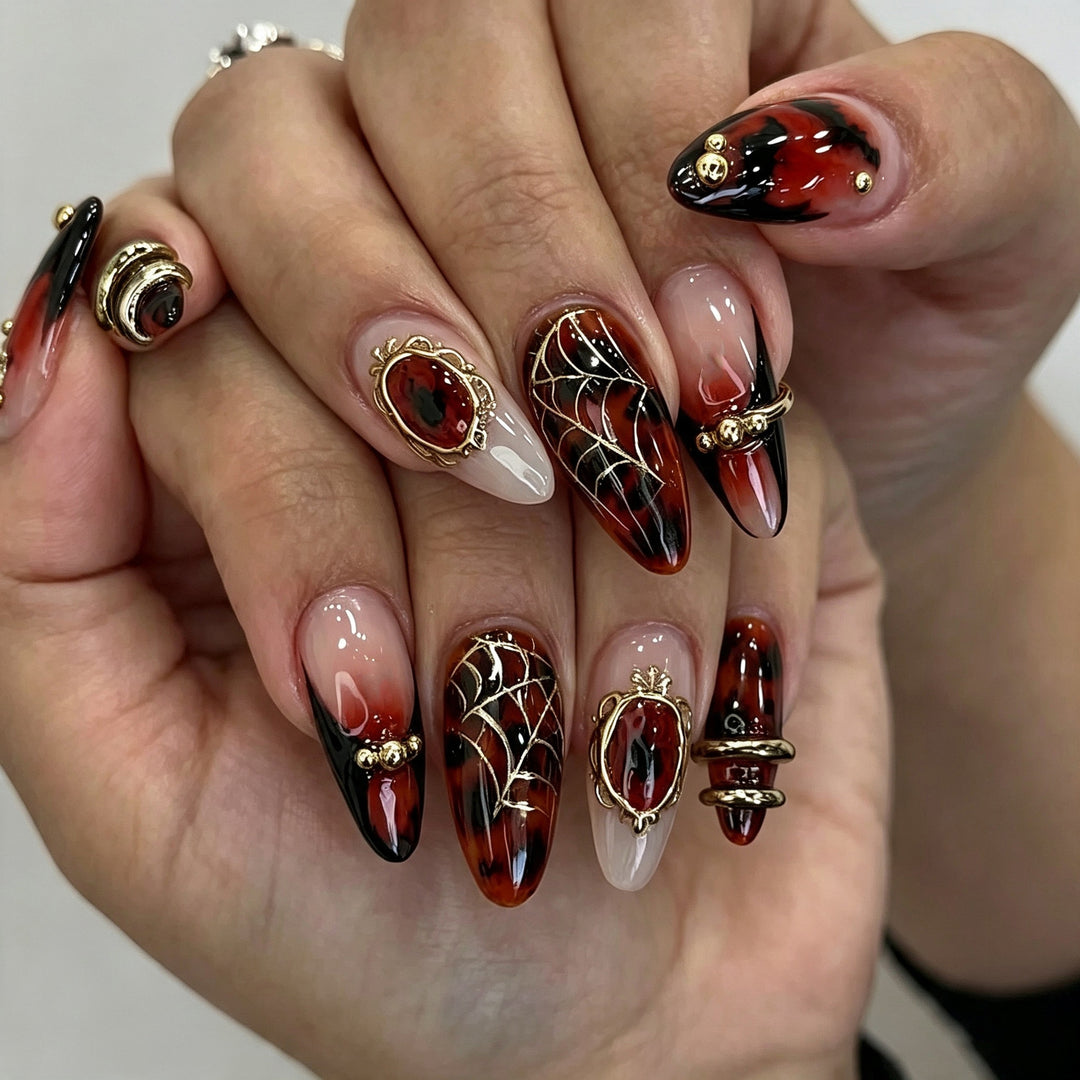 Artistic Gothic-Themed Press-On Nail Art Set Kalsten