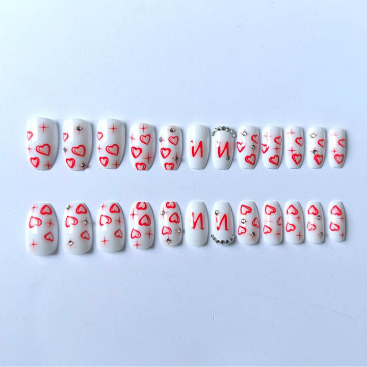 Artistic Heart and Gem Nail Art Set
