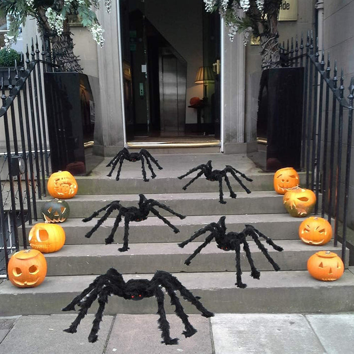Realistic Plush Spiders Halloween Decoration Multi-Piece Set with Bendable Legs