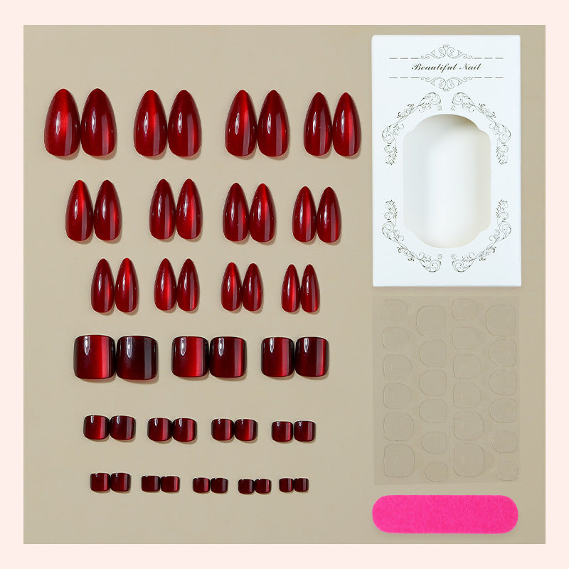 Glossy Press-On Nail Set with Various Shapes Kalsten