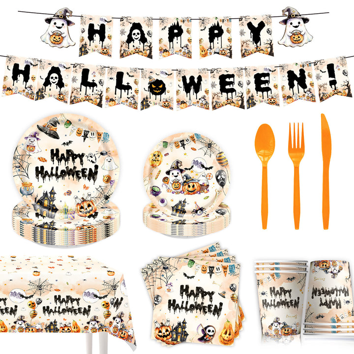Paper Napkin Set with Halloween Motifs and Detailed Print for Party Decoration