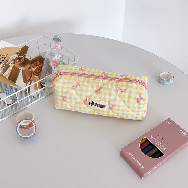 Quilted Cosmetic Pencil Case
