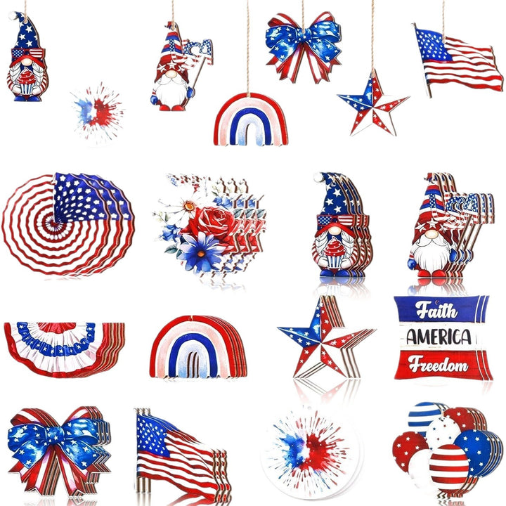 Independence Day patriotic wooden hanging ornament assortment for home and party Kalsten