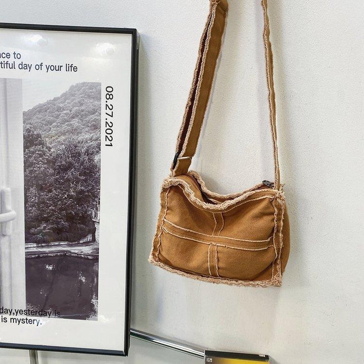 Casual Frayed Denim Shoulder Bag