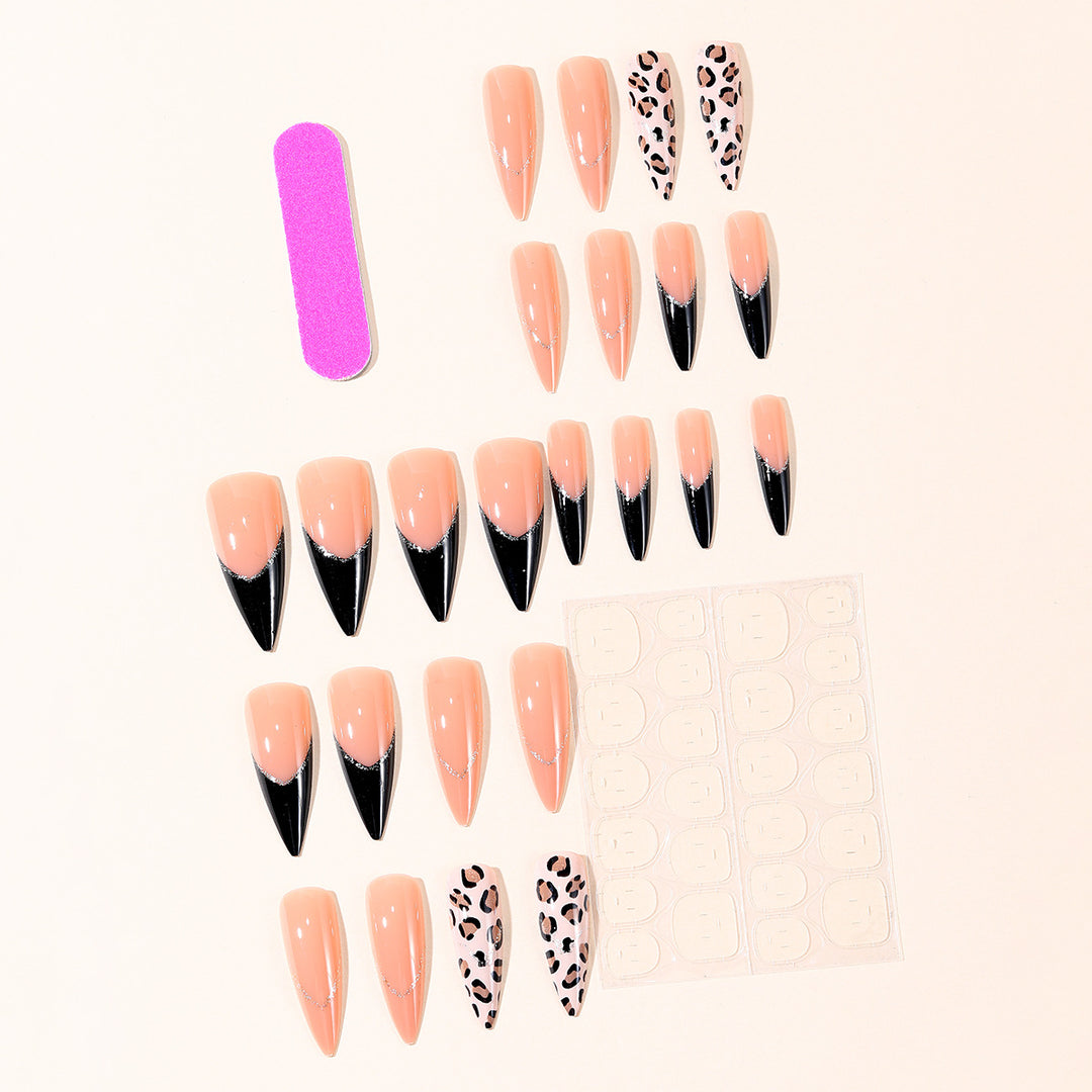 Elegant Leopard Print Stiletto Nail Art Extensions Kalsten
