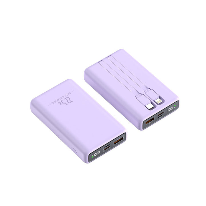 Portable power bank with integrated charging cable and digital charge level display Kalsten