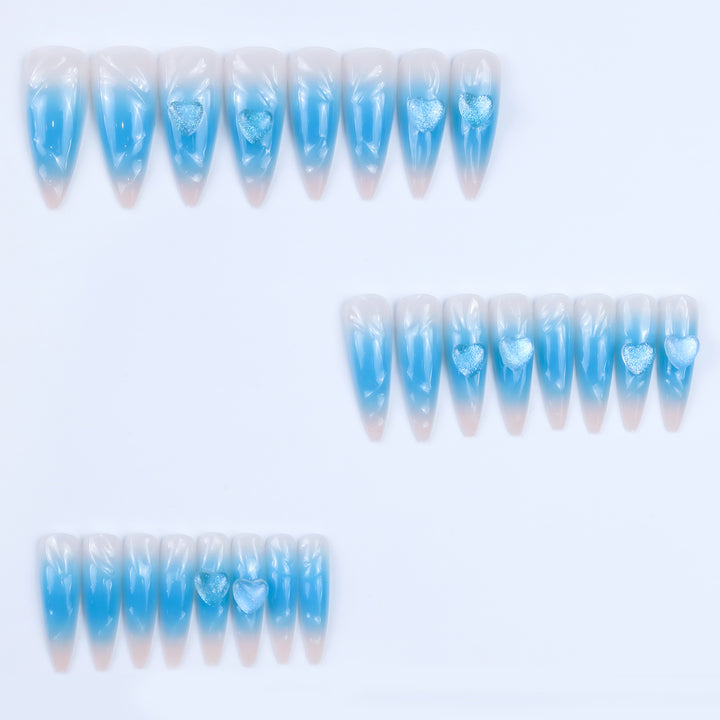 Glamorous artificial nails with 3D heart design Kalsten