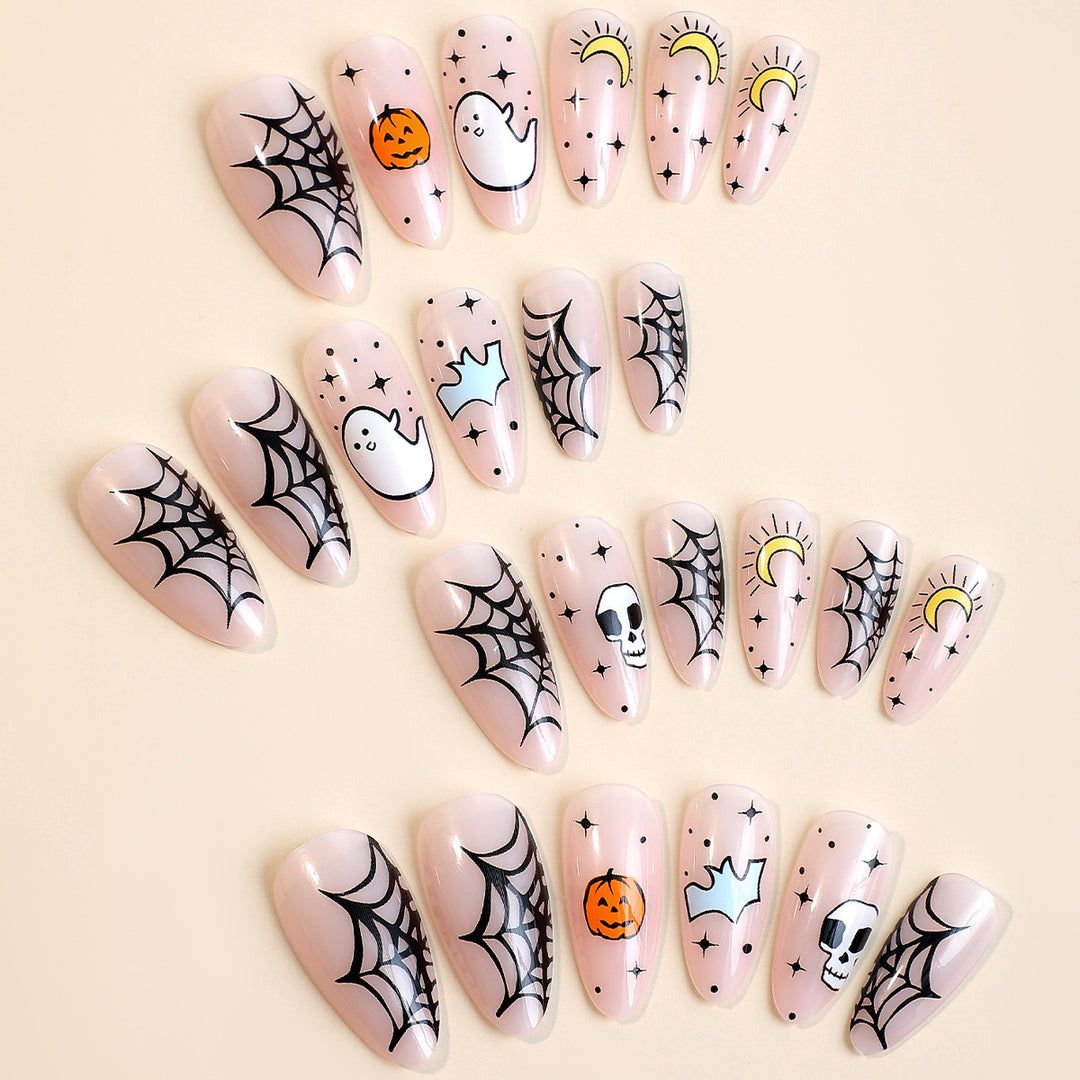 Creative Halloween Art Nail Set with Entertaining Ghost and Pumpkin Motifs Kalsten