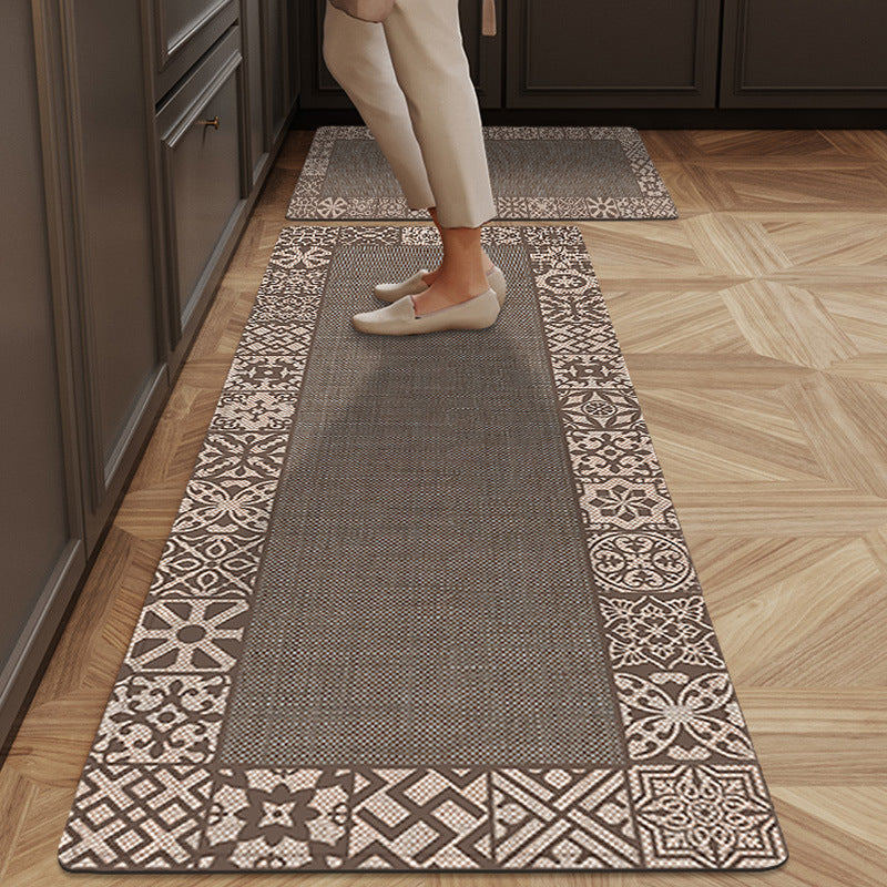 Floral Border Kitchen Runner Mat