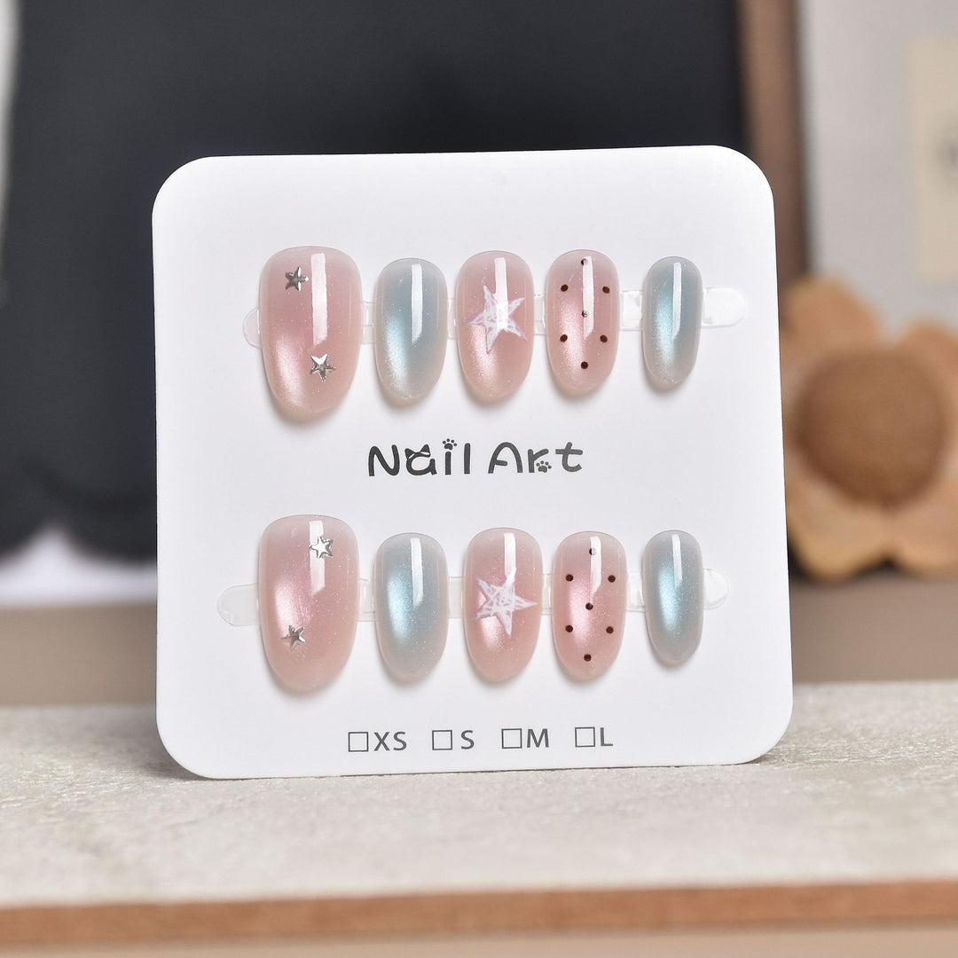 Artistic Star-Embellished Press-On Nail Set Kalsten