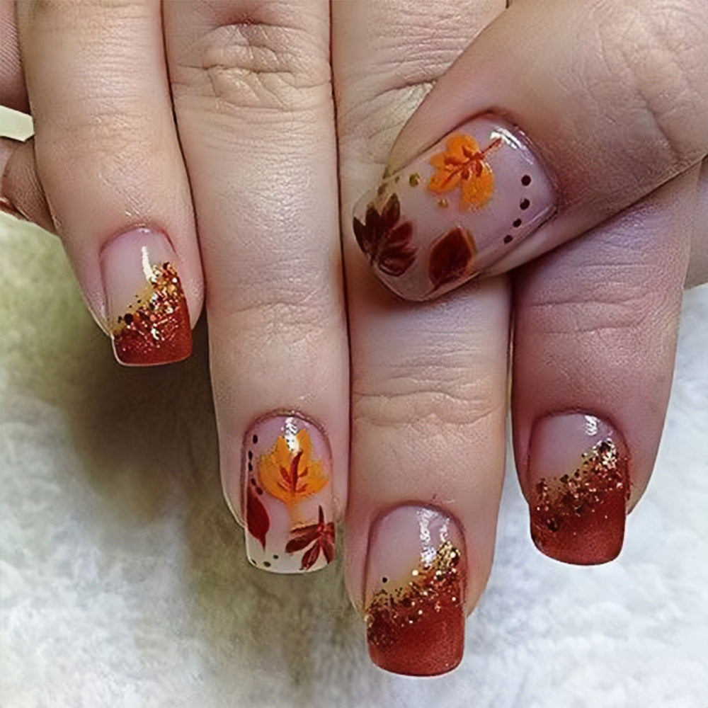 Autumn-Themed Press-On Nail Art Kalsten