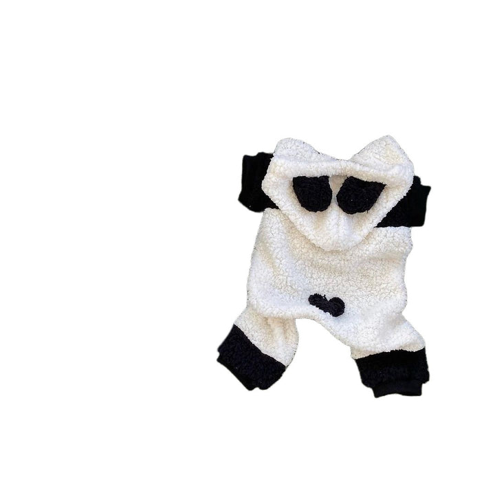 Sherpa Fleece Panda Hoodie Harness-Friendly Dog Coat