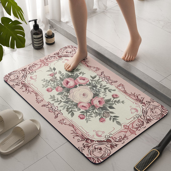 Vintage Floral Bath Mat Kalsten