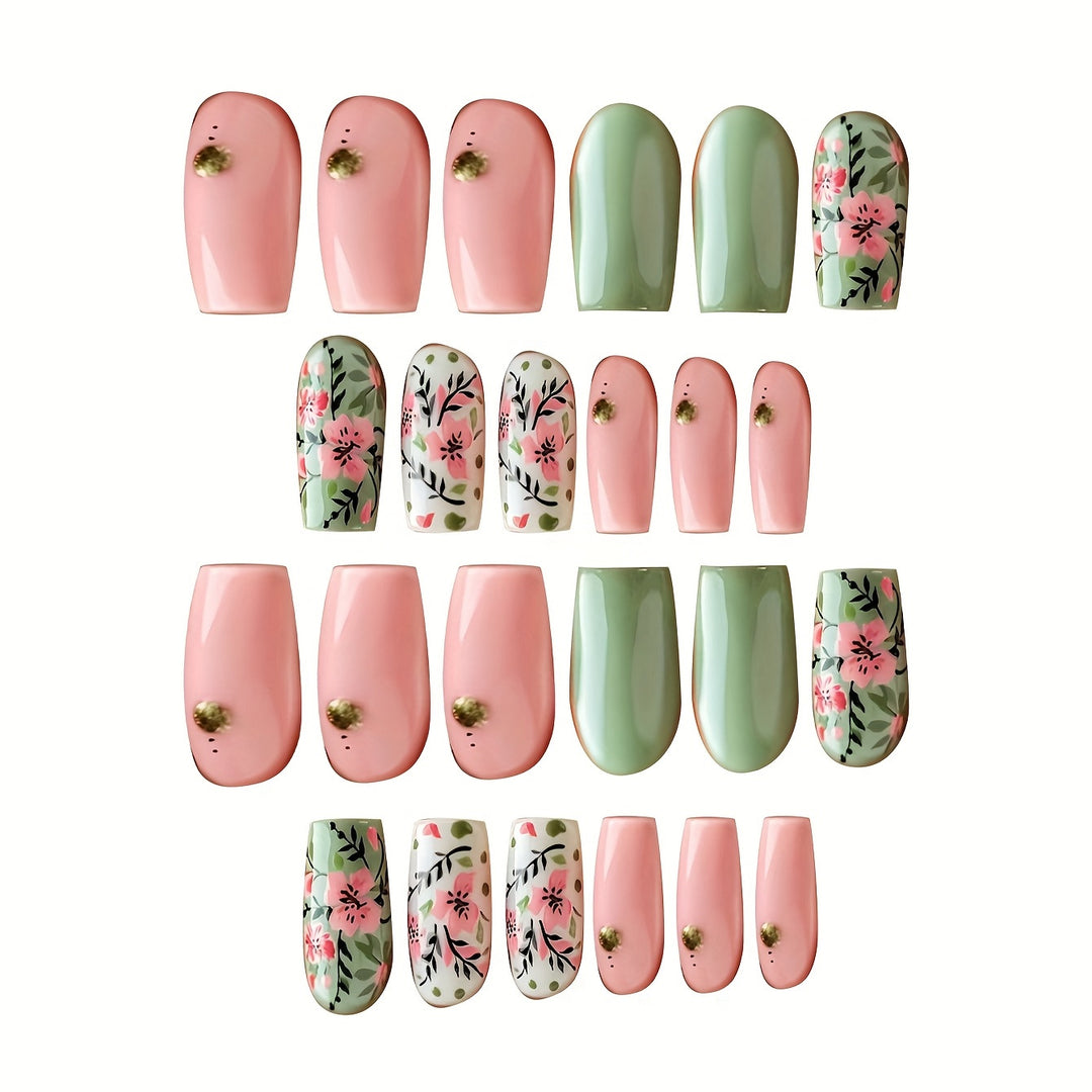 Botanical Floral Press-On Nail Art Kalsten