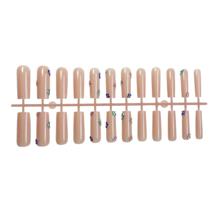Decorative Press-On Nail Set with Floral and Gem Accents kalsten 1788496020