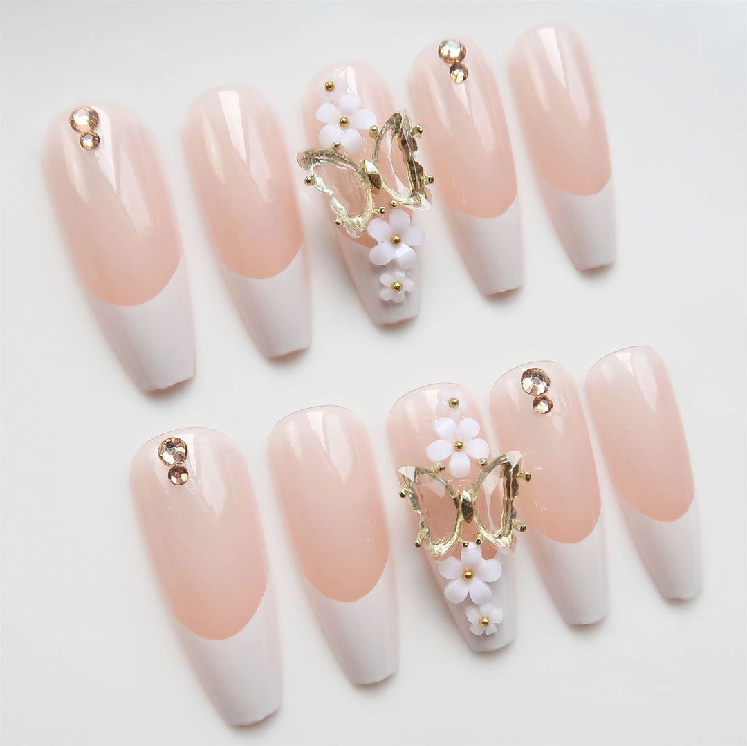 Luxury Press-On Nail Art with Floral Accents Kalsten