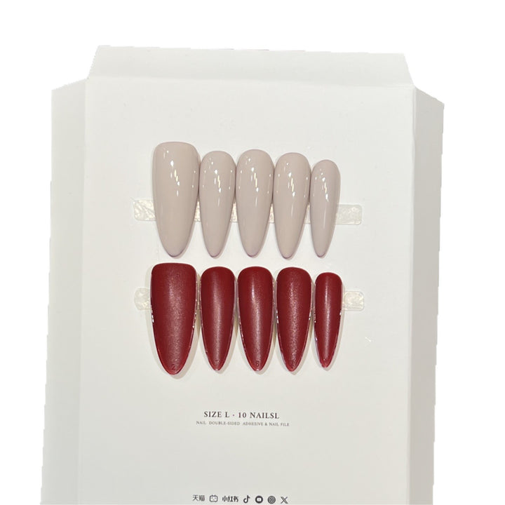 Stiletto Press-On Nail Art Set with Elegant French Tips Kalsten