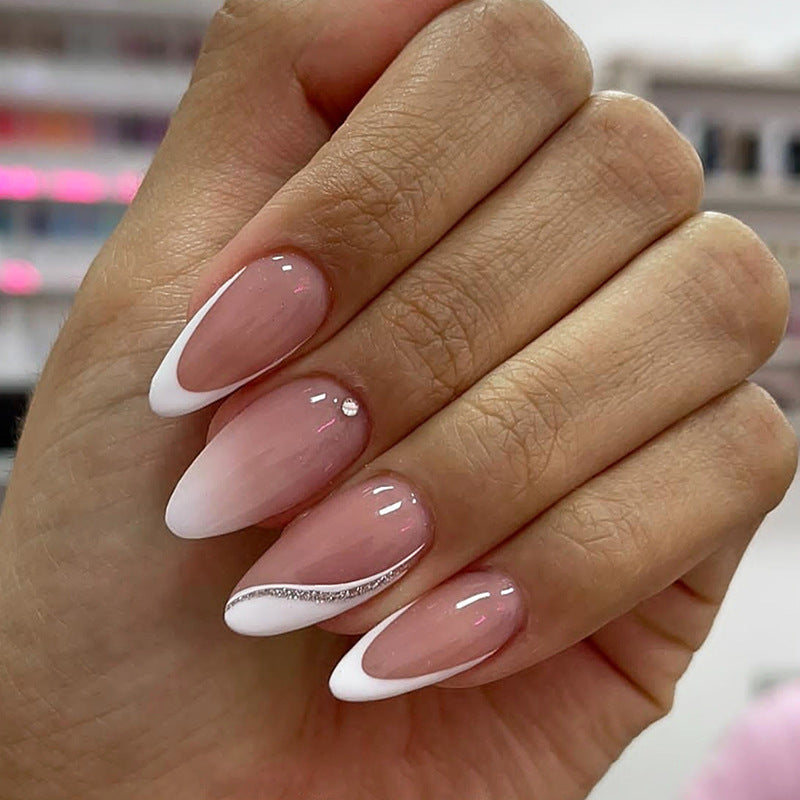 Acrylic nail set with romantic heart and glitter accents Kalsten