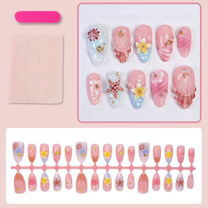 Artificial nail set with maritime designs and glittering accents Kalsten