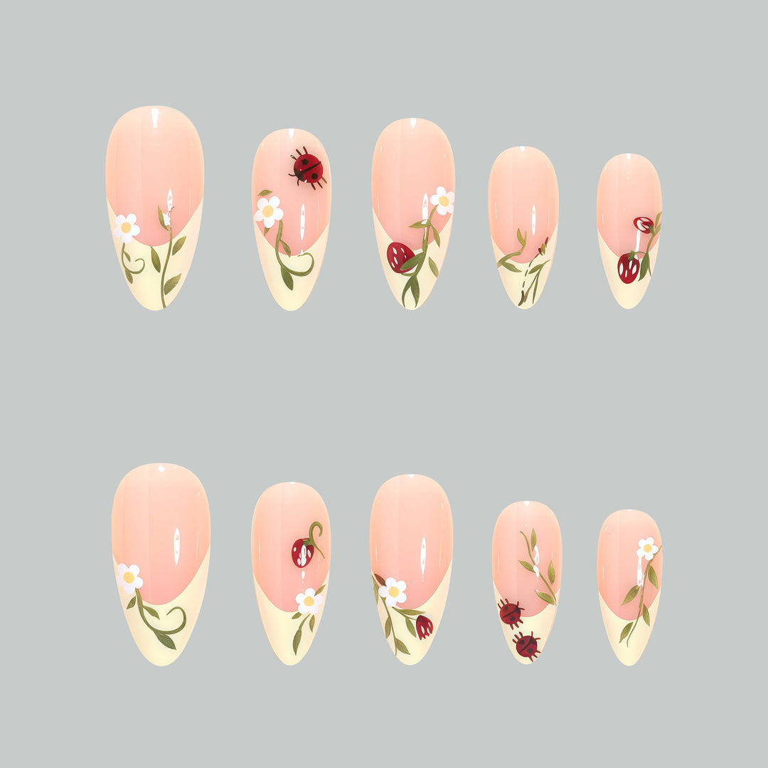 Artistic Floral Stiletto Nail Tips Kalsten