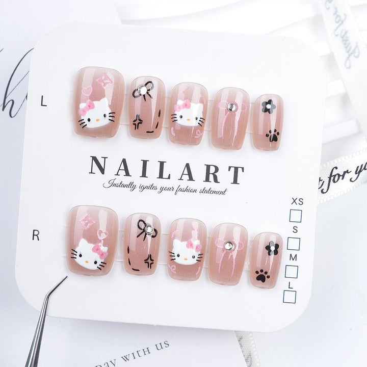 Artistic Stiletto Press-On Nail Set with Floral Embellishments Kalsten