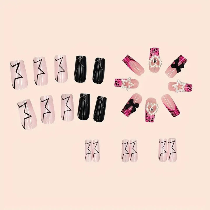 Decorative Press-On Nail Art with Pearl Accents Kalsten