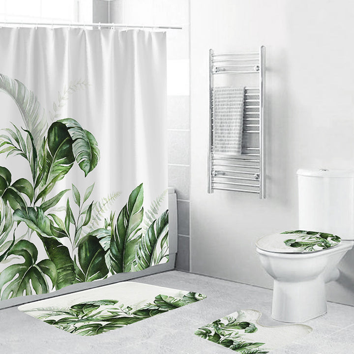 Tropical Leaf Print Bathroom Set Kalsten
