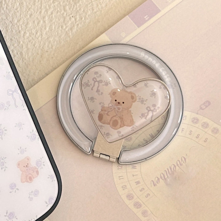 Heart-shaped smartphone holder with cute bear design Kalsten