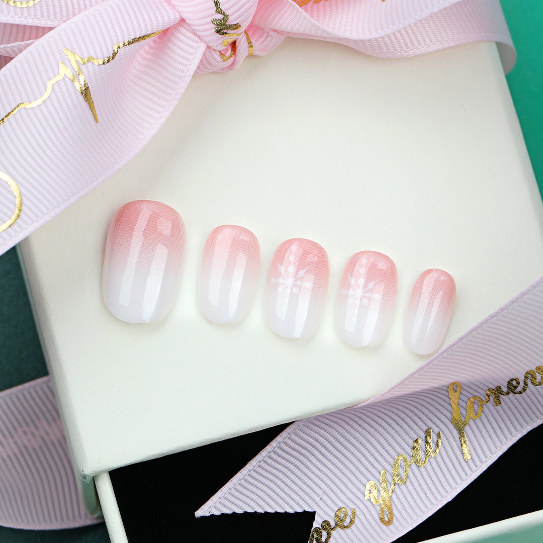 Artful Nail Extensions with Glitter and Snowflake Design Kalsten