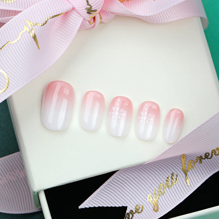 Artful Nail Extensions with Glitter and Snowflake Design Kalsten