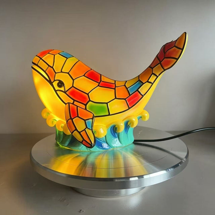 Stained Glass Dolphin Night Light Lamp Kalsten