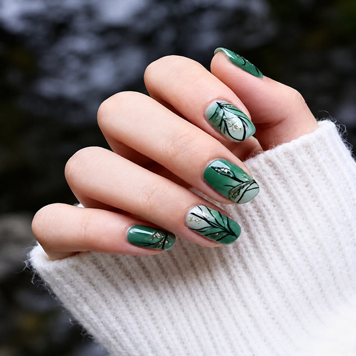 Premium Artificial Nails with Plant Motif Kalsten