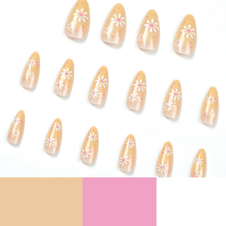 Artistic Press-On Nails with Floral Patterns Kalsten