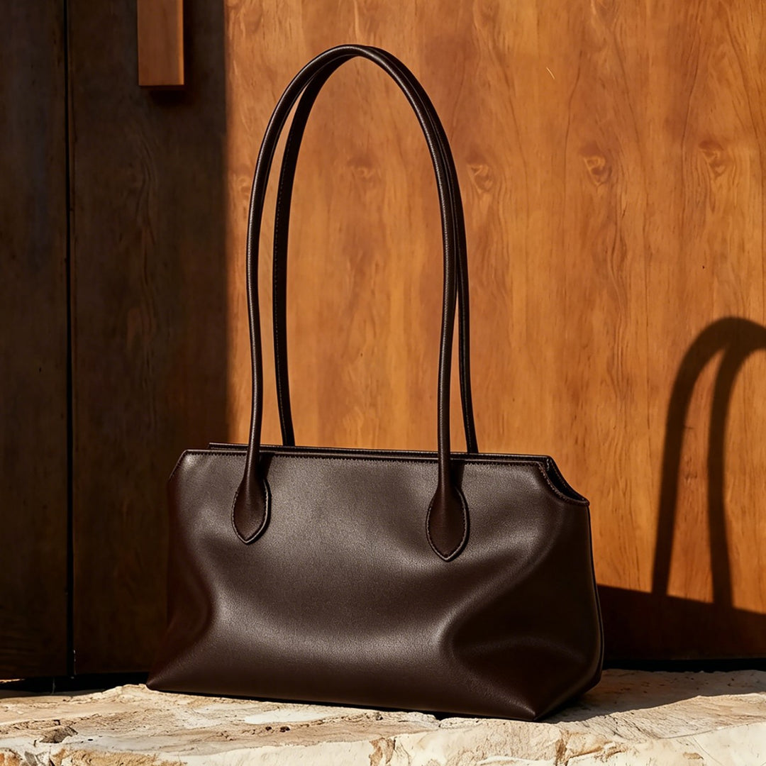 Long-Handle Structured Rectangle Shoulder Tote Bag