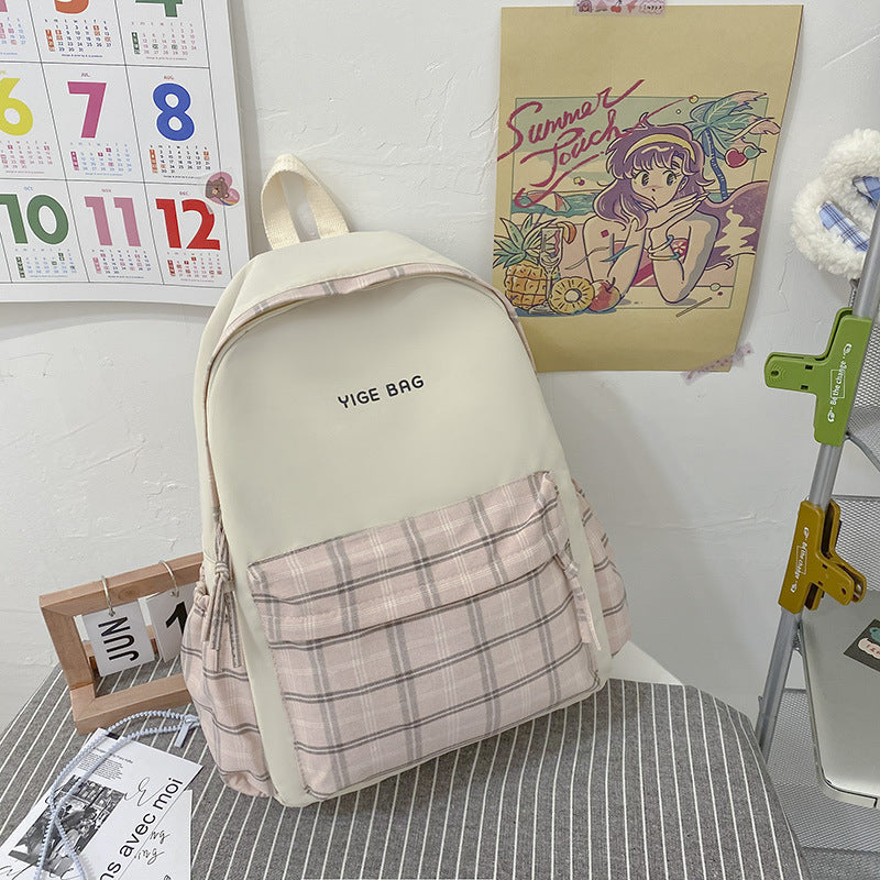 Casual Plaid Pattern Backpack Kalsten