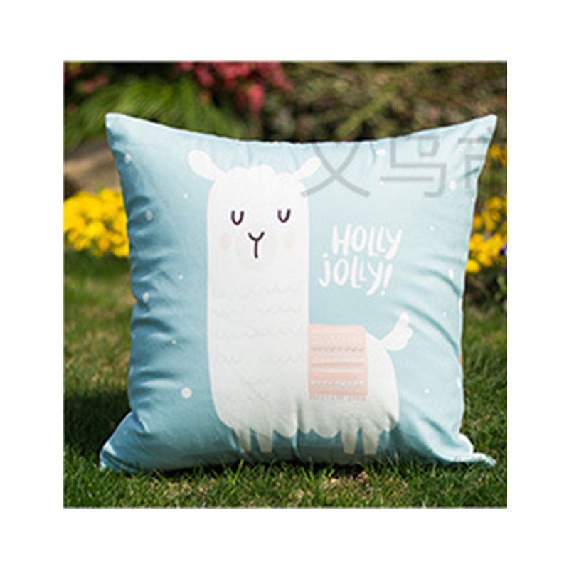 Whimsical Alpaca and Cactus Decorative Pillow