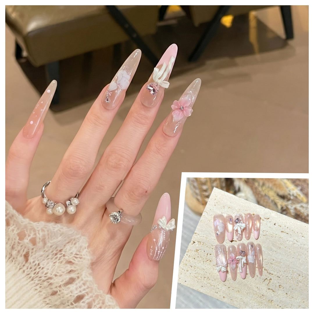 Artistic Stiletto Press-On Nail Set with Charming Patterns Kalsten