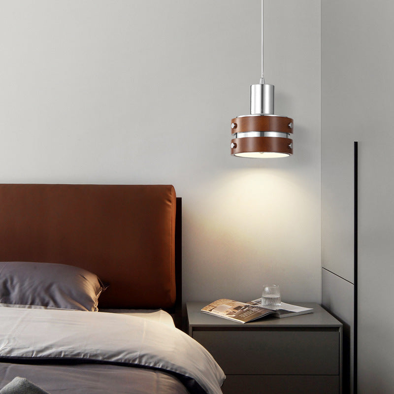 Vintage-Inspired Leather Pendant Light